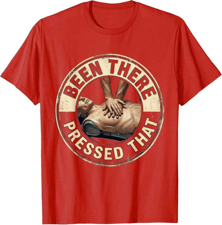 Men's CPR Training Mannequin Vintage EMT Paramedic Humor T-Shirt - Red
