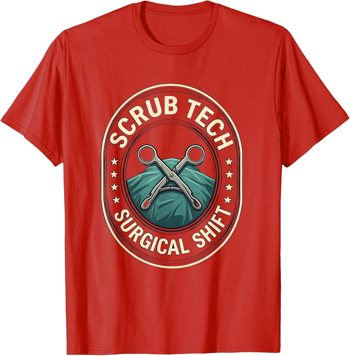 Men's Scrub Tech Surgical Shift Funny Medical Professional Pride T-Shirt - Red