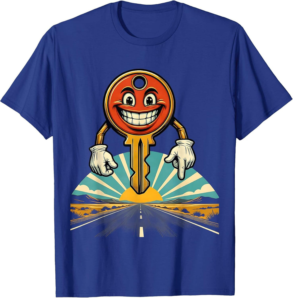 Men's Car Key Open Road Valley Forge Automotive Graphic T-Shirt - Royal Blue