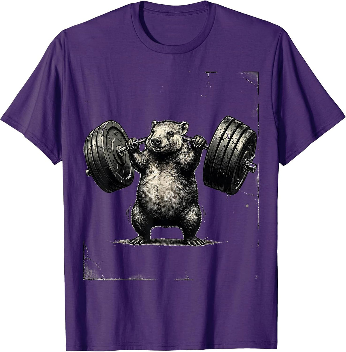 Wombat Weightlifting Funny Gym Animal Workout Humor T-Shirt - Purple