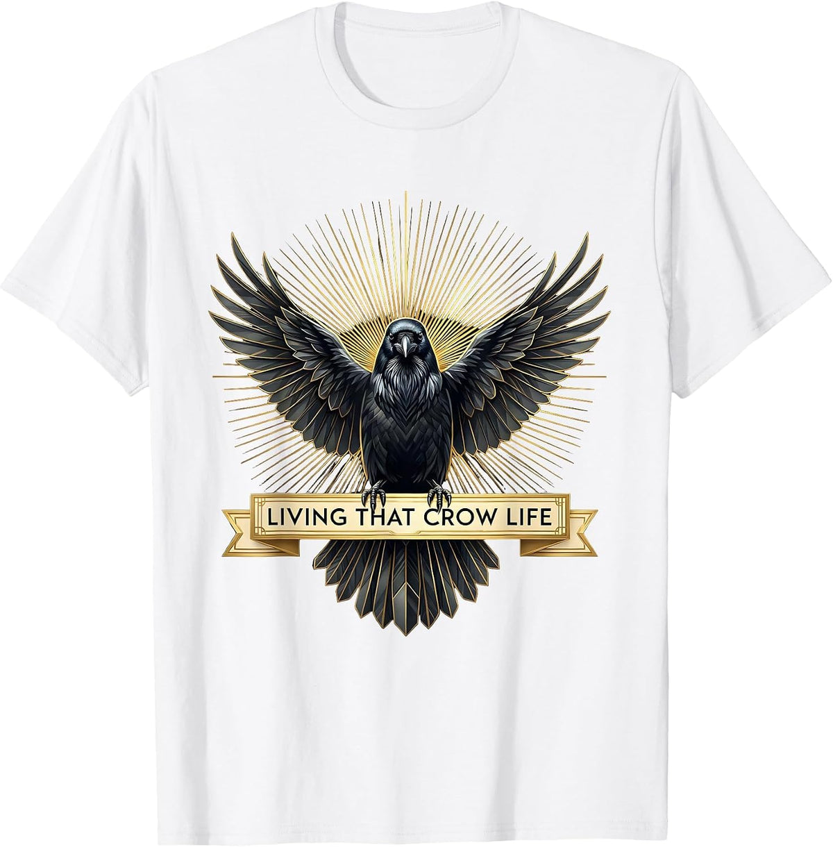 Men's Living That Crow Life Crow Lover Design T-Shirt - White