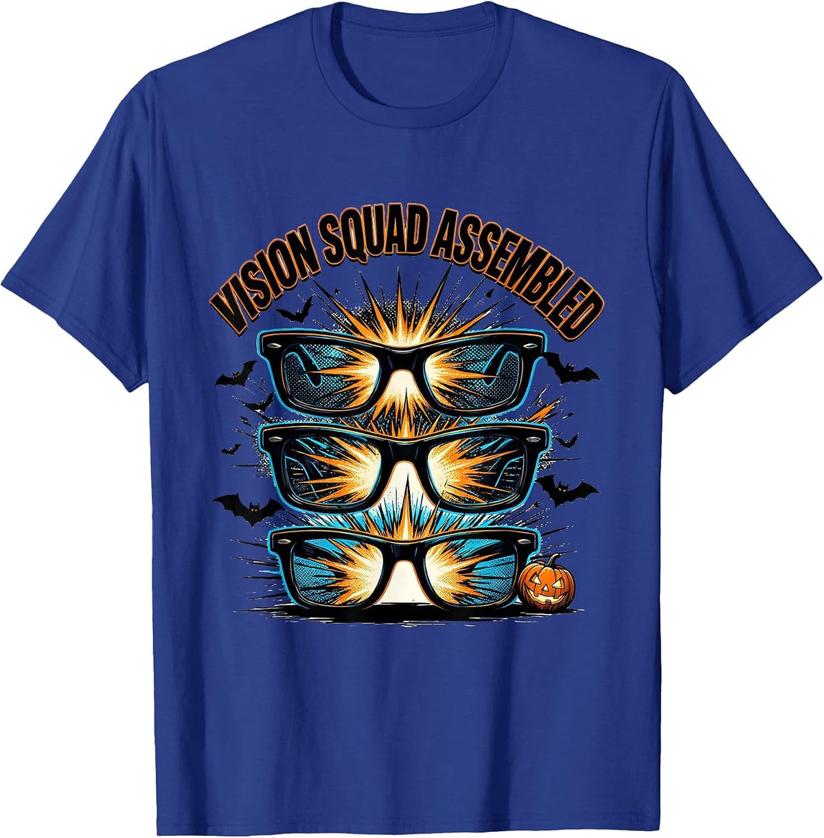 Men's Vision Squad Assembled Comic Book Halloween Optometrist Eye T-Shirt - Royal Blue