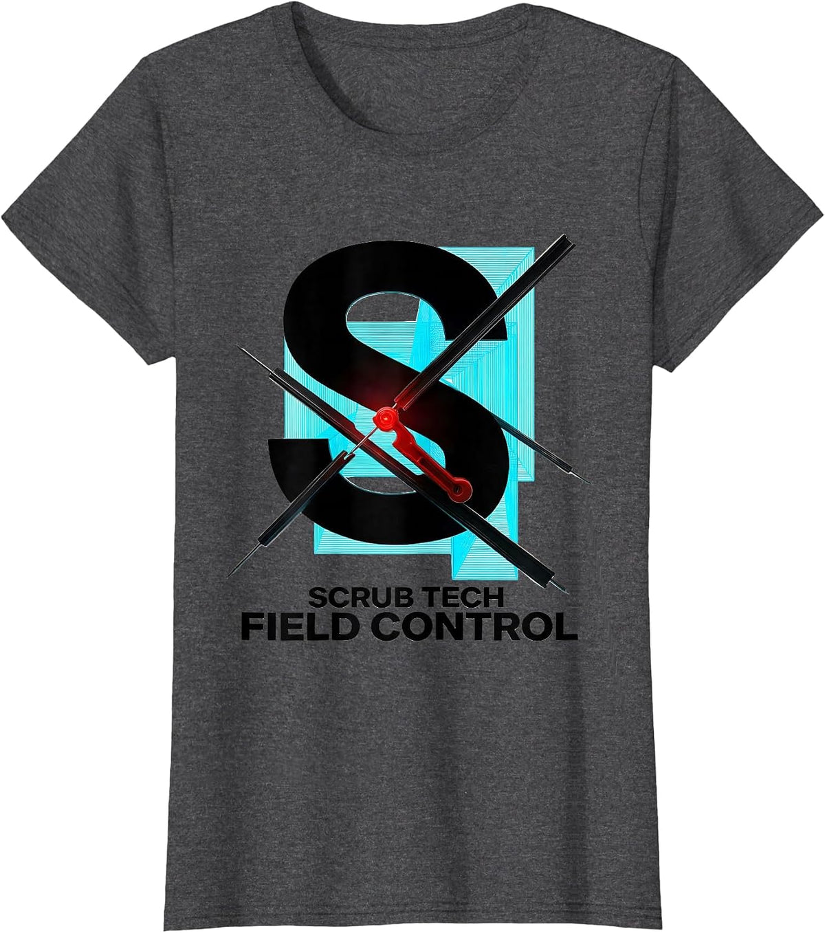 Women's Scrub Tech Field Control New Wave Typography Surgical Tech T-Shirt - Dark Heather Grey