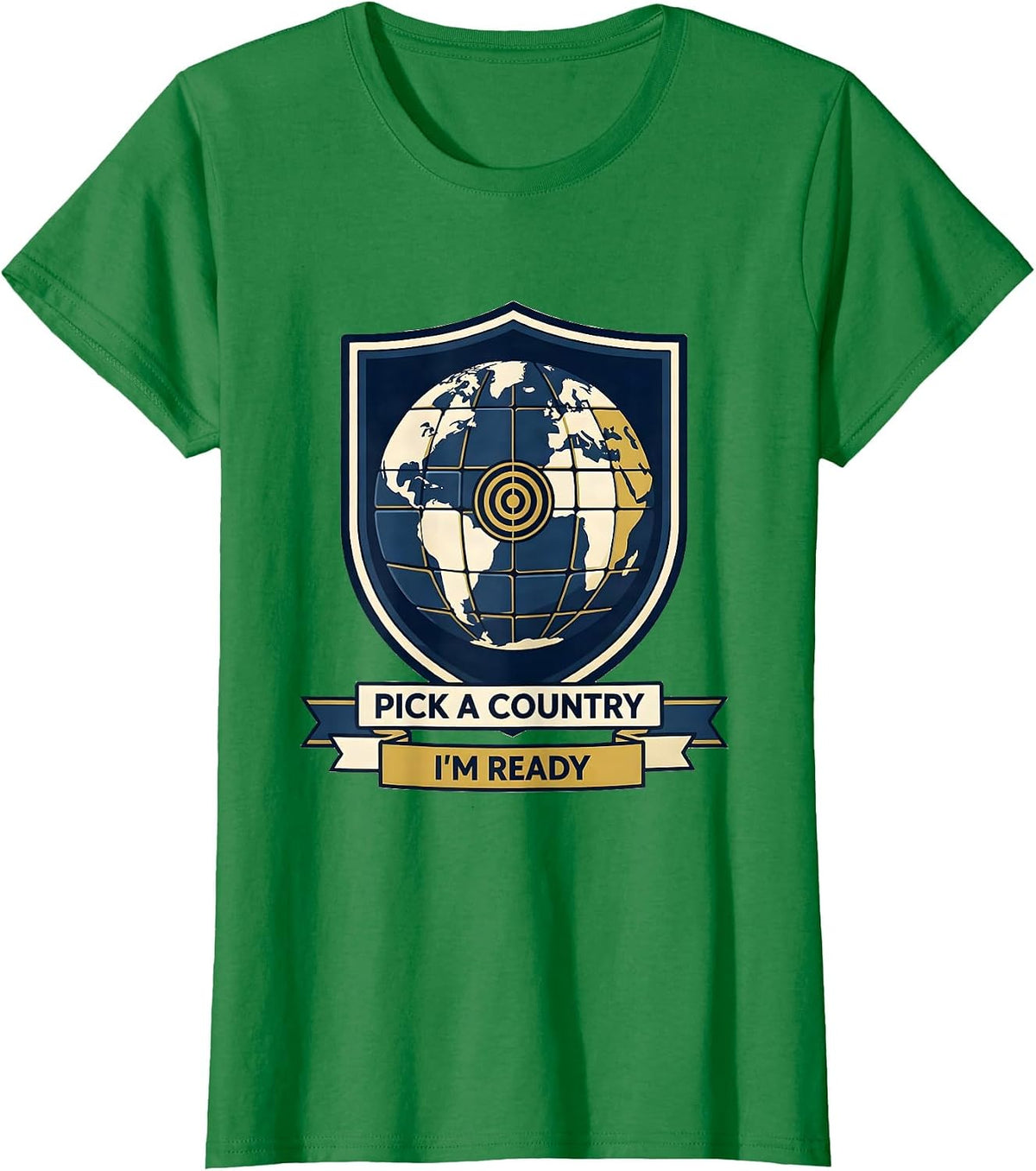 Women's Pick A Country, I'm Ready Geography Lover World Flags Map T-Shirt - Kelly Green