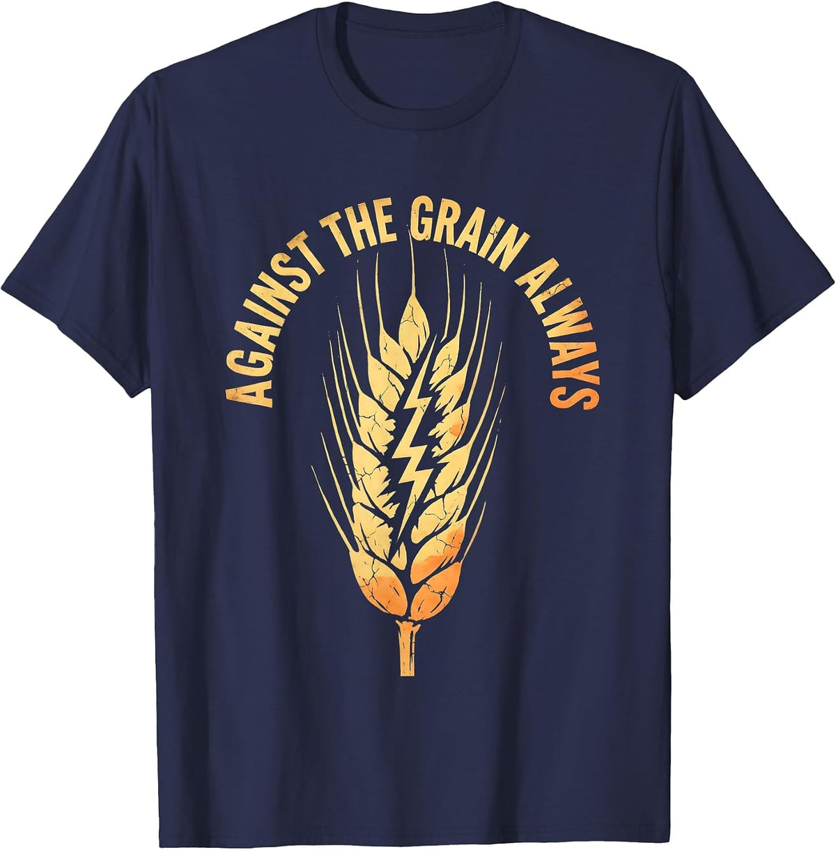 Against the Grain Always Punk Rebel Design T-Shirt - Navy Blue