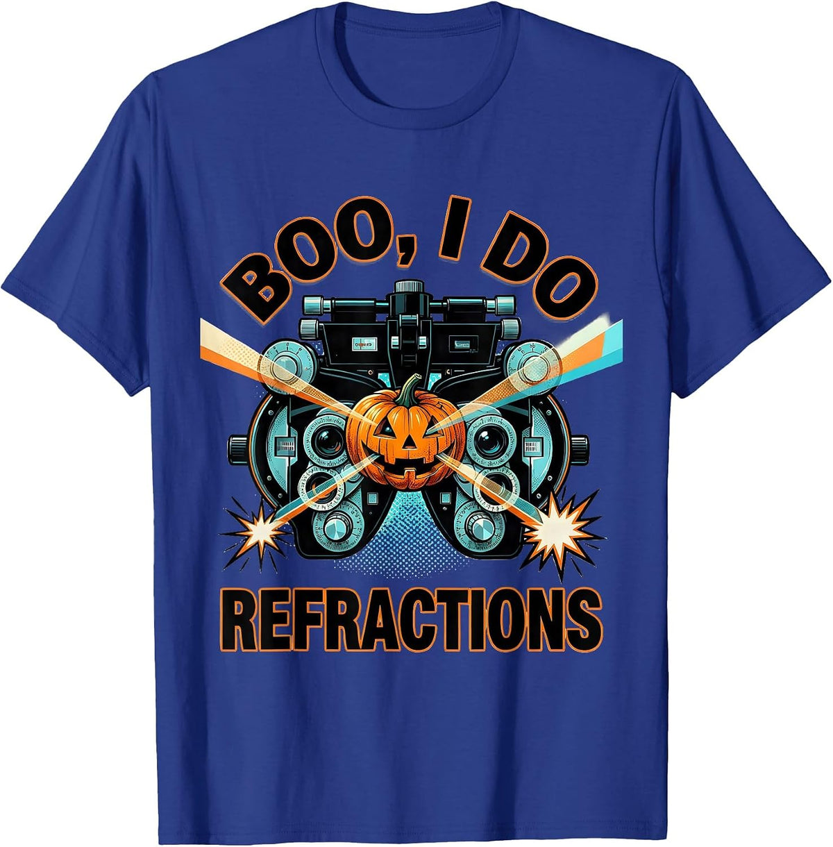 Men's Boo I Do Refractions Pop Art Optometrist Halloween Eye T-Shirt - Royal Blue