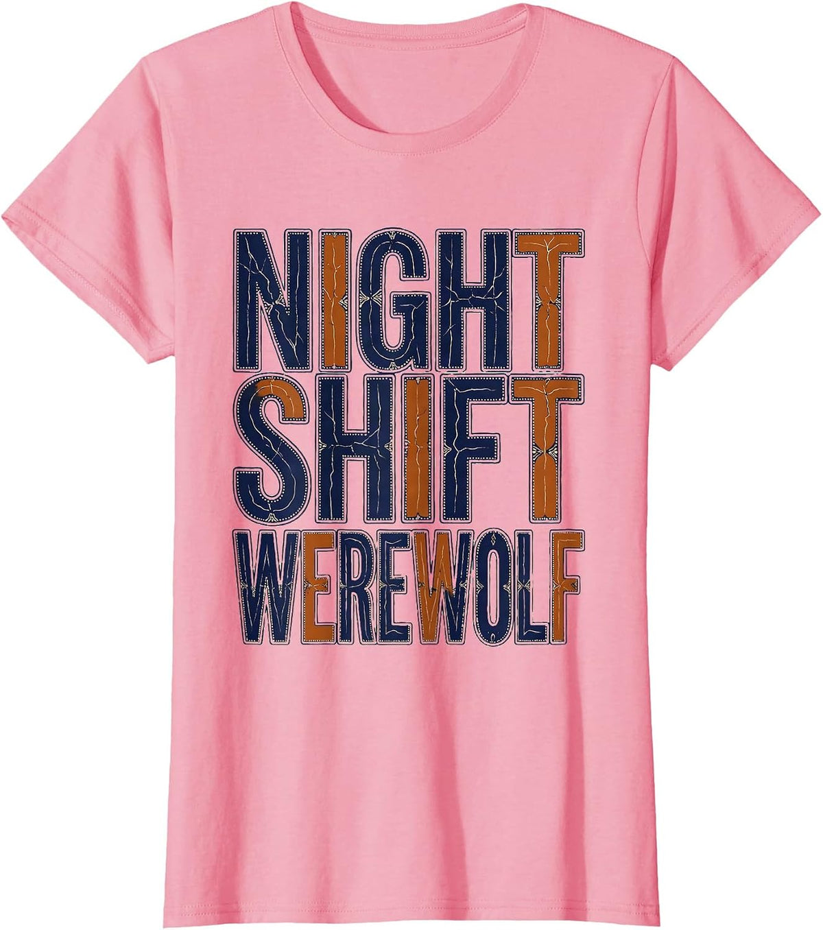 Women's Night Shift Werewolf Halloween Graphic Design T-Shirt - Pink
