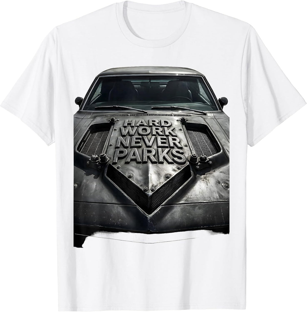 Men's Valley Forge Automotive Hard Work Never Parks T-Shirt - White