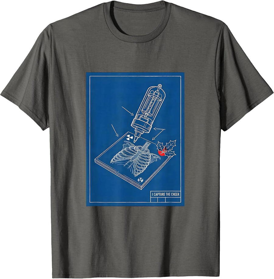 I Capture The Cheer Technical Blueprint Radiology Tech Humor T-Shirt - Asphalt Grey