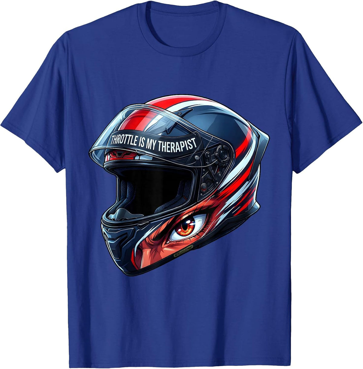 Throttle Is My Therapist Motorcycle Design T-Shirt - Royal Blue