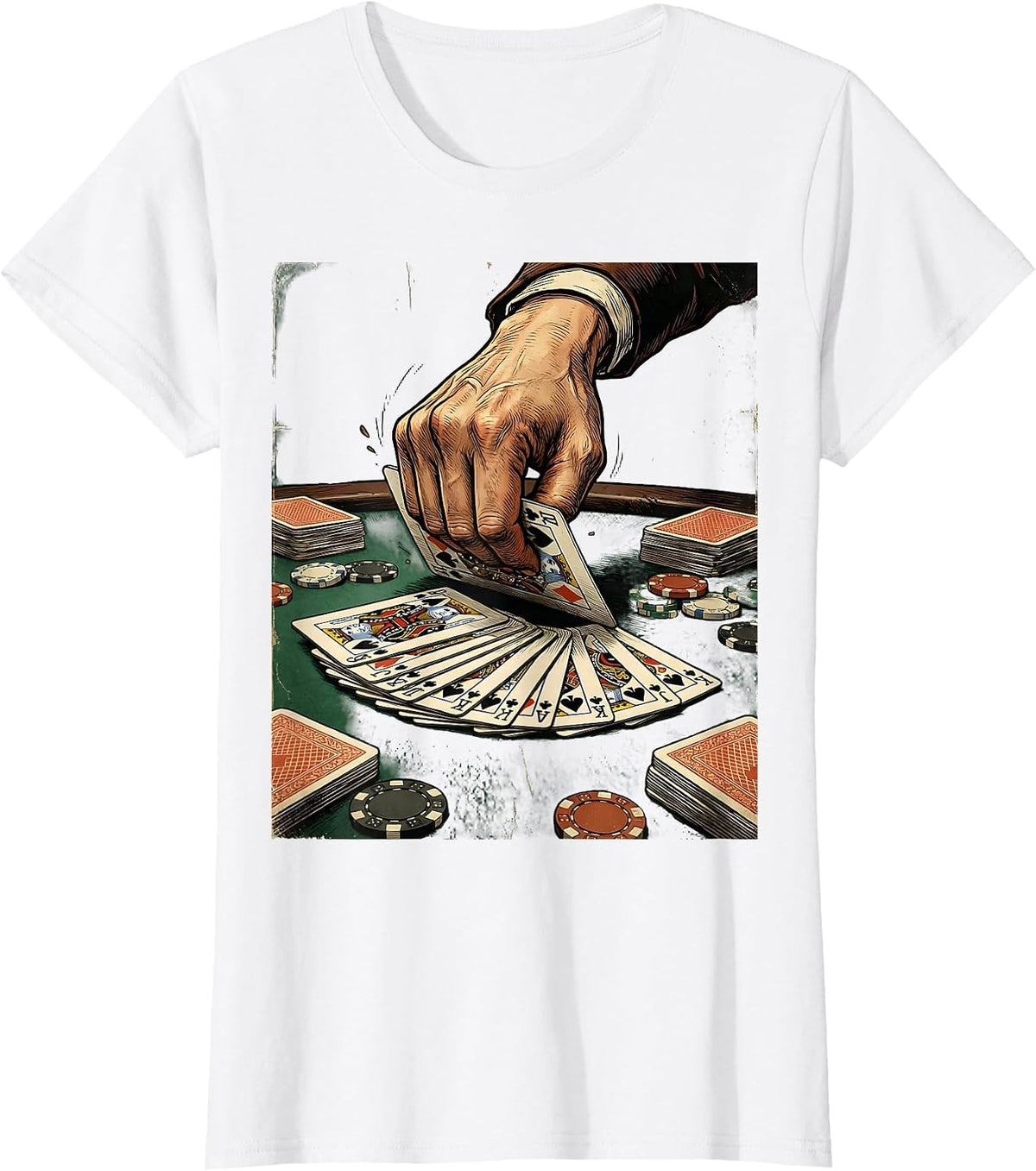 My Wife Beats Me Card Game Graphic Tee T-Shirt - White