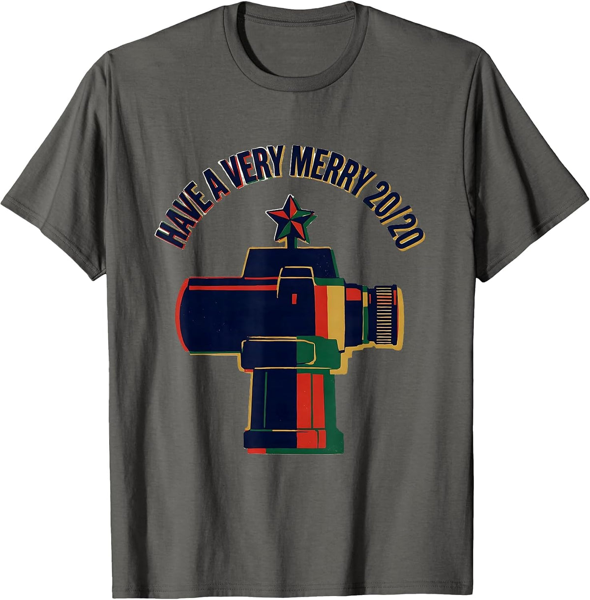 Men's Have A Very Merry 20/20 Funny Optometrist Christmas Pun T-Shirt - Asphalt Grey