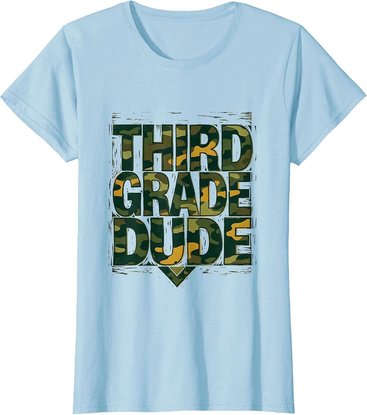 Third Grade Dude Camo Back To School Boys Teacher T-Shirt - Baby Blue