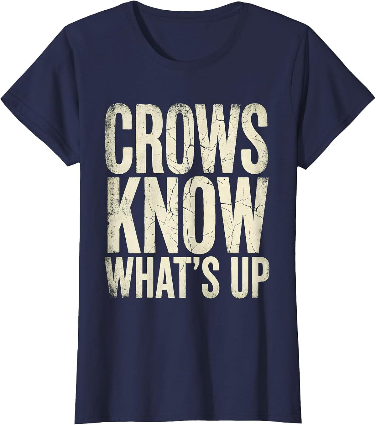 Women's Crows Know What's Up Funny Crow Design T-Shirt - Navy Blue