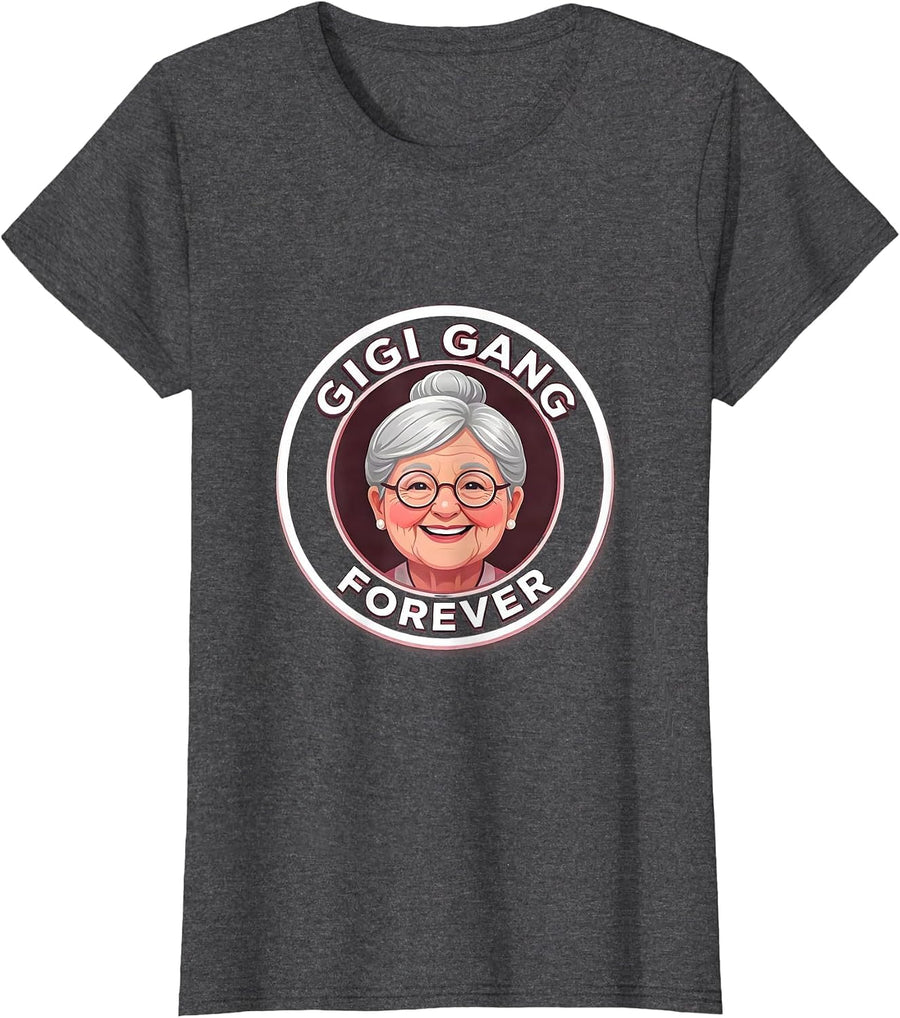 Women's Gigi Gang Forever Grandma Pride Design T-Shirt - Dark Heather Grey