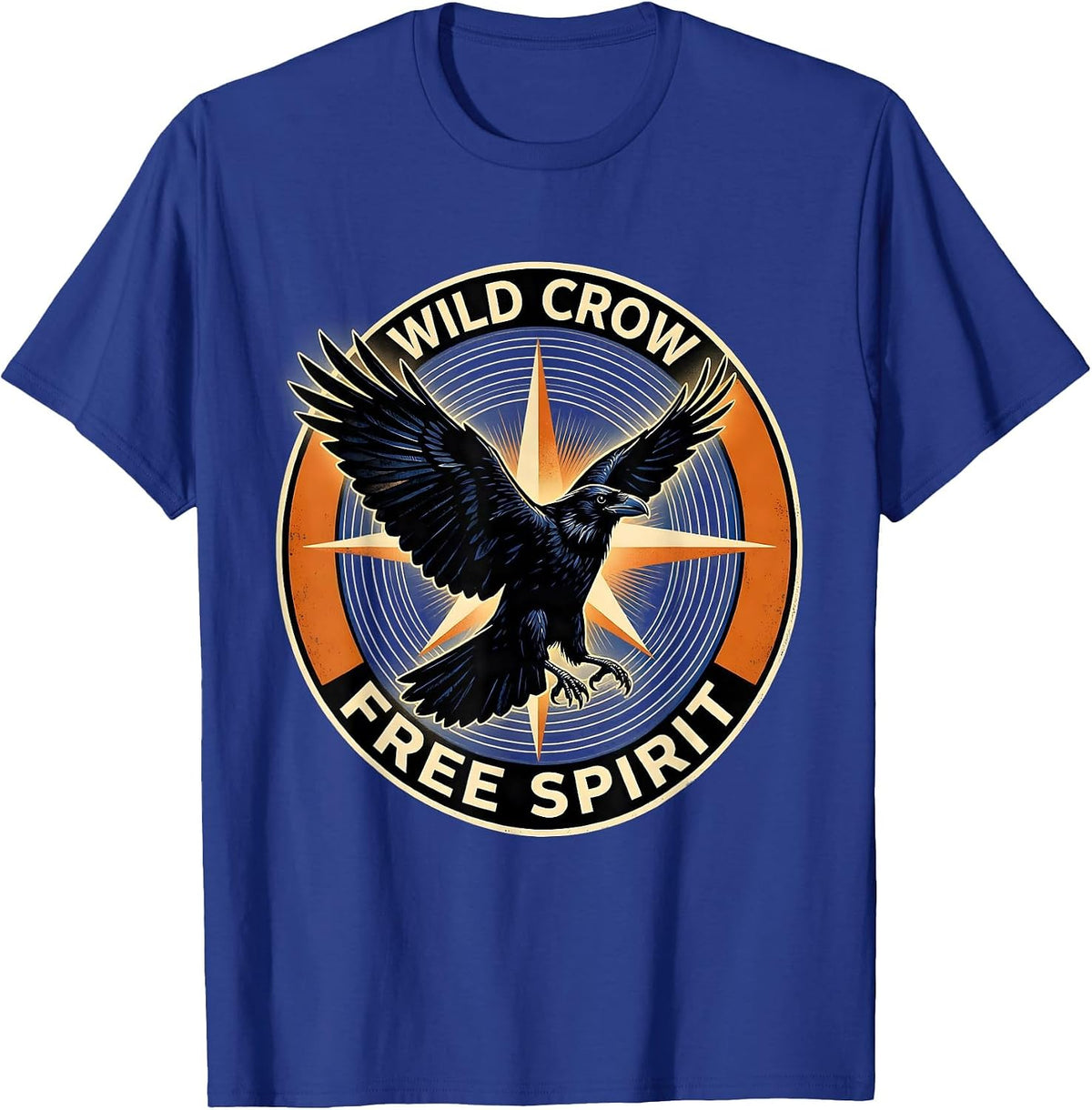 Men's Wild Crow Free Spirit Nature Lover Design T-Shirt - Royal Blue