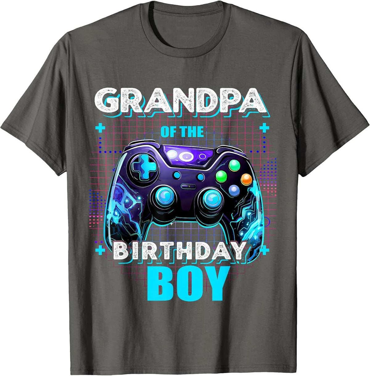 Grandpa of the Birthday Boy Matching Video Gamer Party T-Shirt - Asphalt Grey
