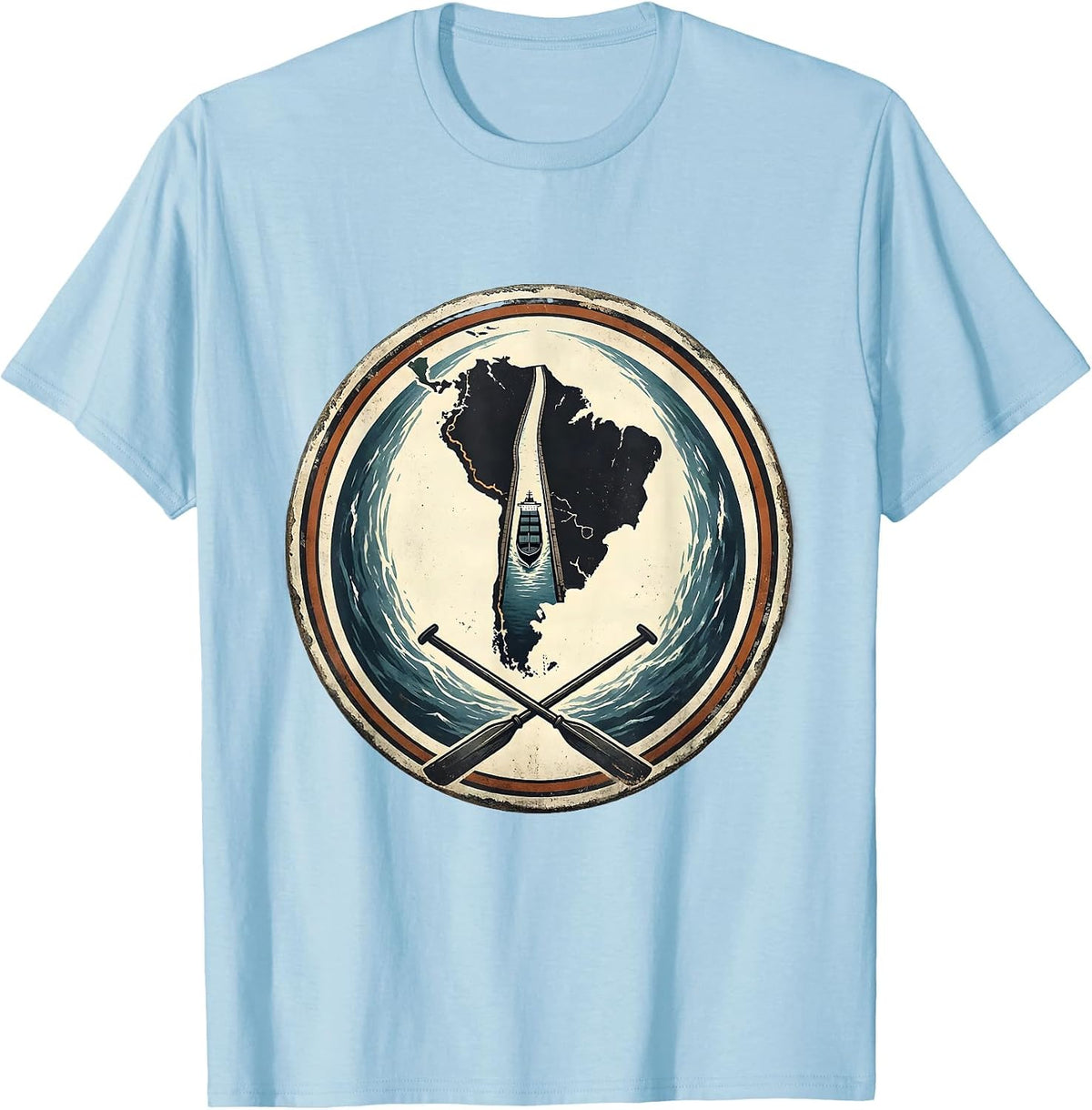 Men's Sealed Coastal Badge Distressed Vintage Souvenir T-Shirt - Baby Blue