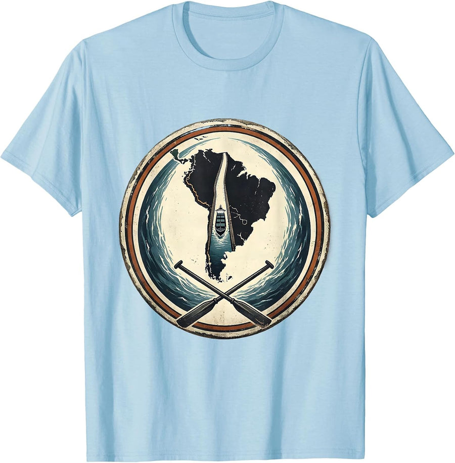 Men's Sealed Coastal Badge Distressed Vintage Souvenir T-Shirt - Baby Blue