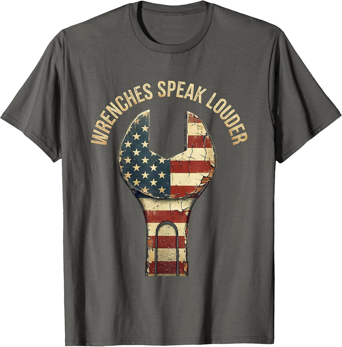 Men's Wrenches Speak Louder Pit Crew Racing Design T-Shirt - Asphalt Grey