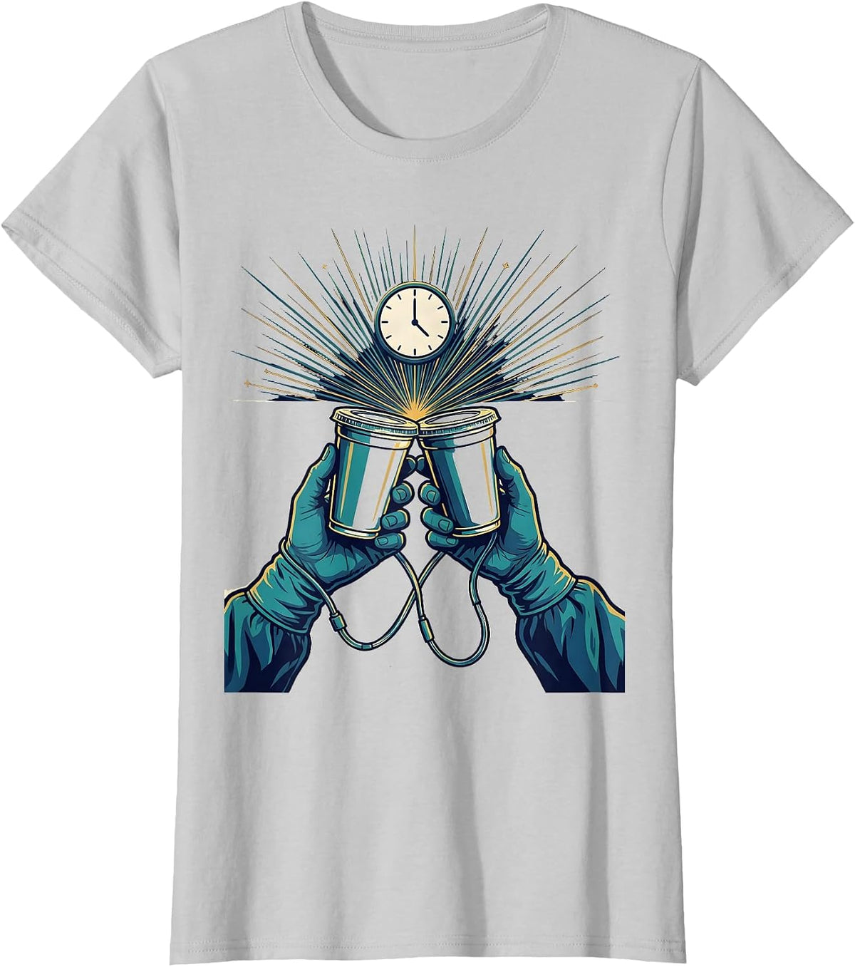 Specimen Cup Nurse Crew New Years Eve Party Humor T-Shirt - Silver Grey