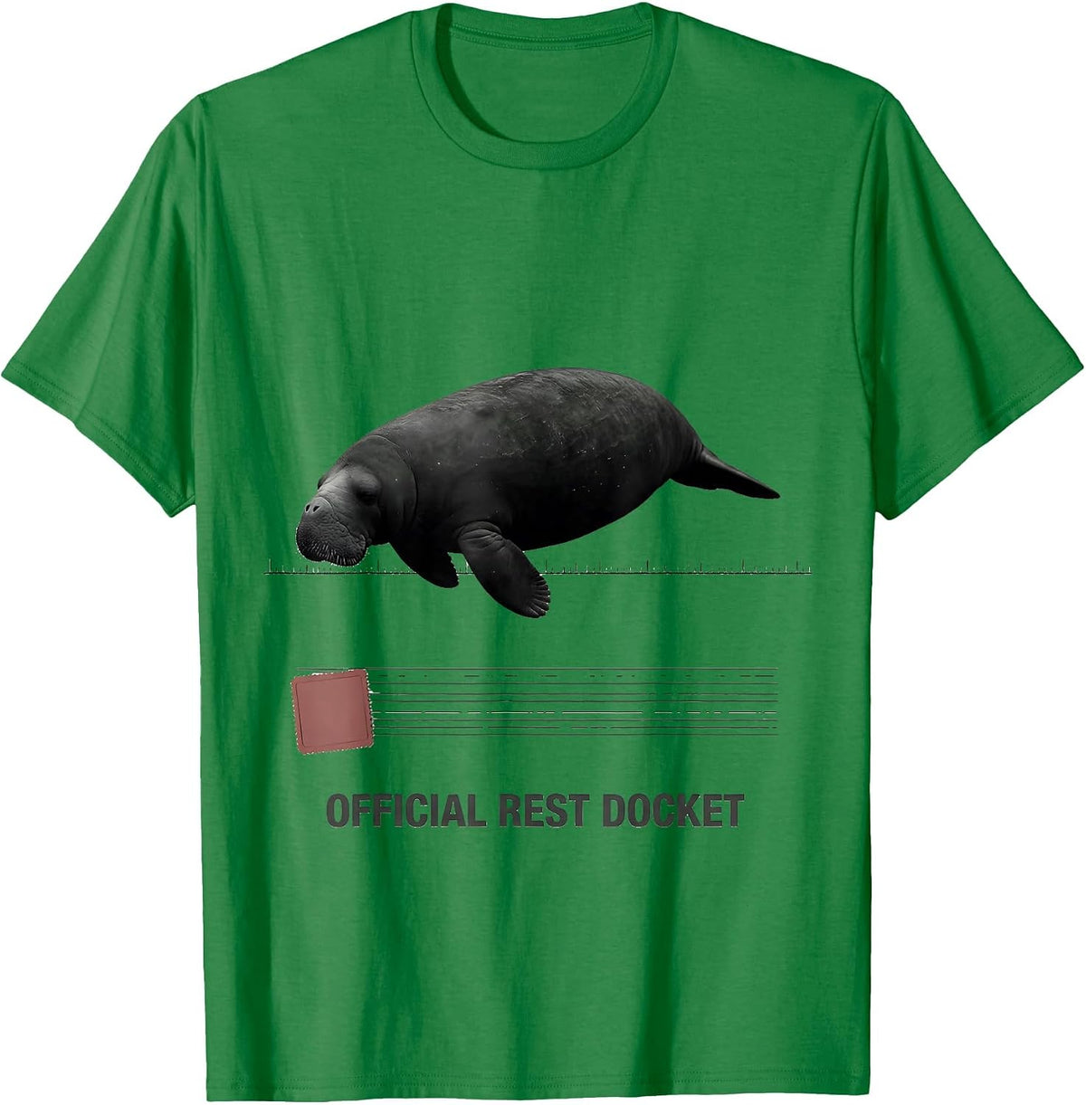 Men's Official Rest Docket Minimalist Manatee Sea Cow Wildlife T-Shirt - Kelly Green