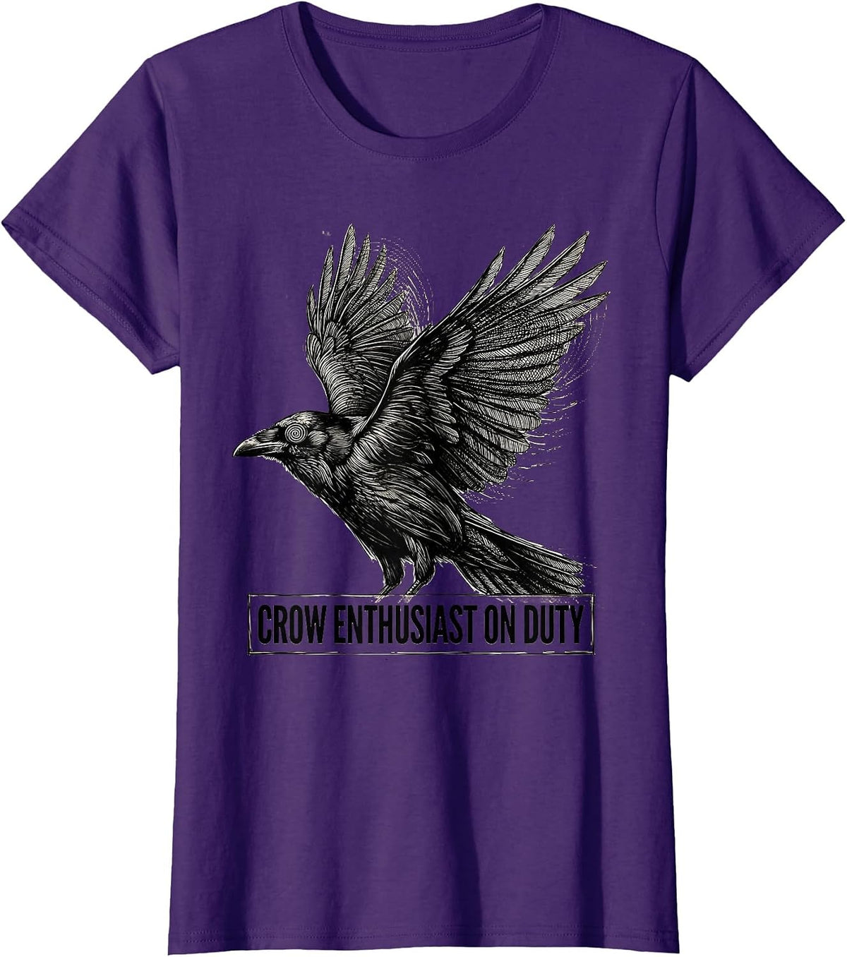 Women's Crow Enthusiast On Duty Bird Lover Design T-Shirt - Purple