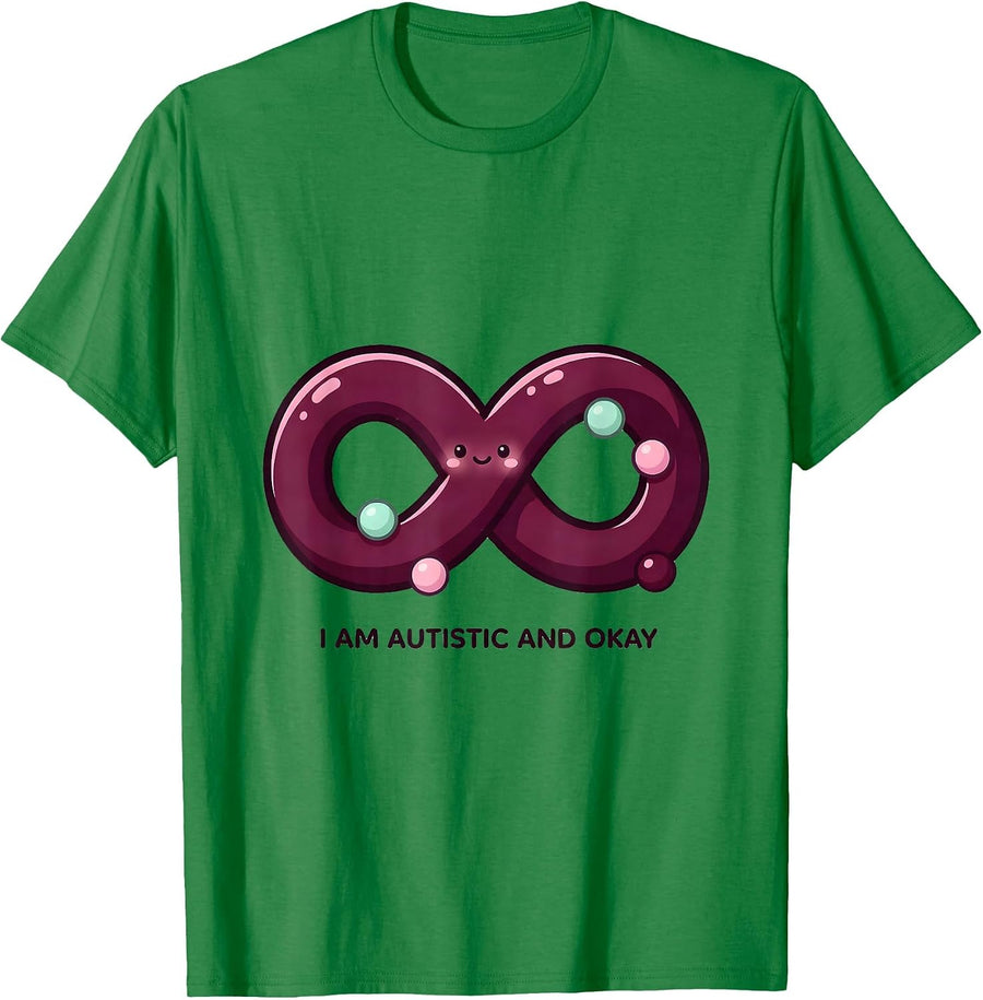 Men's I Am Autistic And Okay Cute Kawaii Neurodivergent Awareness T-Shirt - Kelly Green