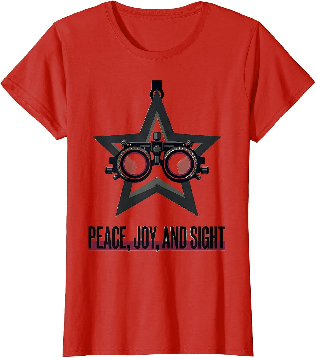 Peace Joy And Sight Optometrist Eye Doctor Christmas Humor T-Shirt - Red