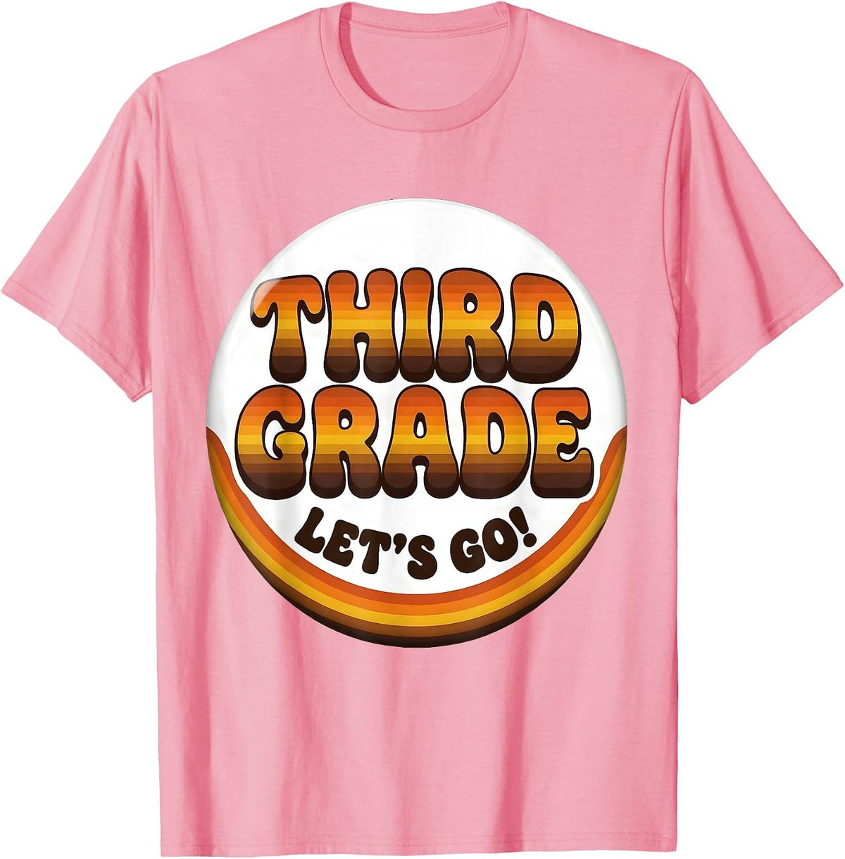 Men's Third Grade Let's Go Retro 70s Back to School Teacher T-Shirt - Pink