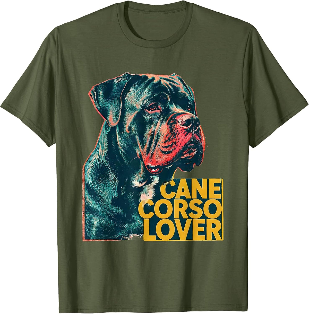 Cane Corso Lover Risograph Dog Owner Pride Gift T-Shirt - Olive Green