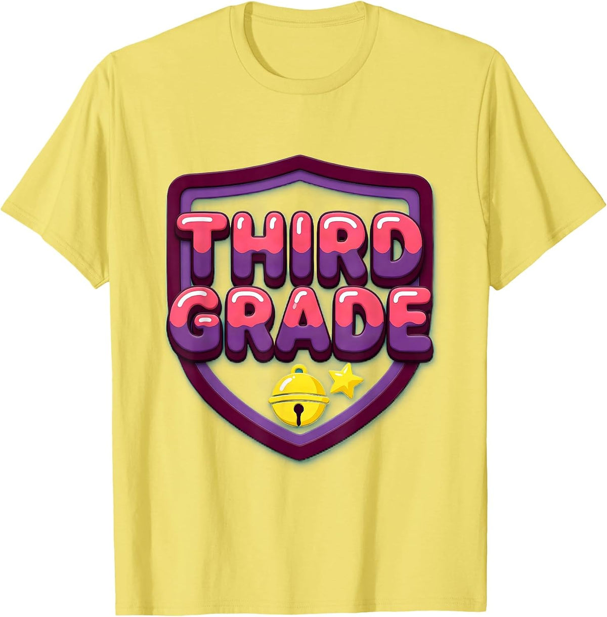 Men's Third Grade Gummy Jelly Pop Back To School Teacher Student T-Shirt - Lemon Yellow