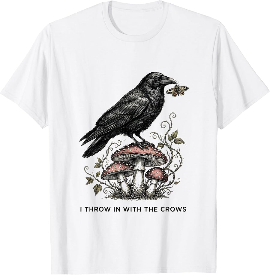 Men's I Throw In With The Crows Whimsical Gothic Cottagecore T-Shirt - White