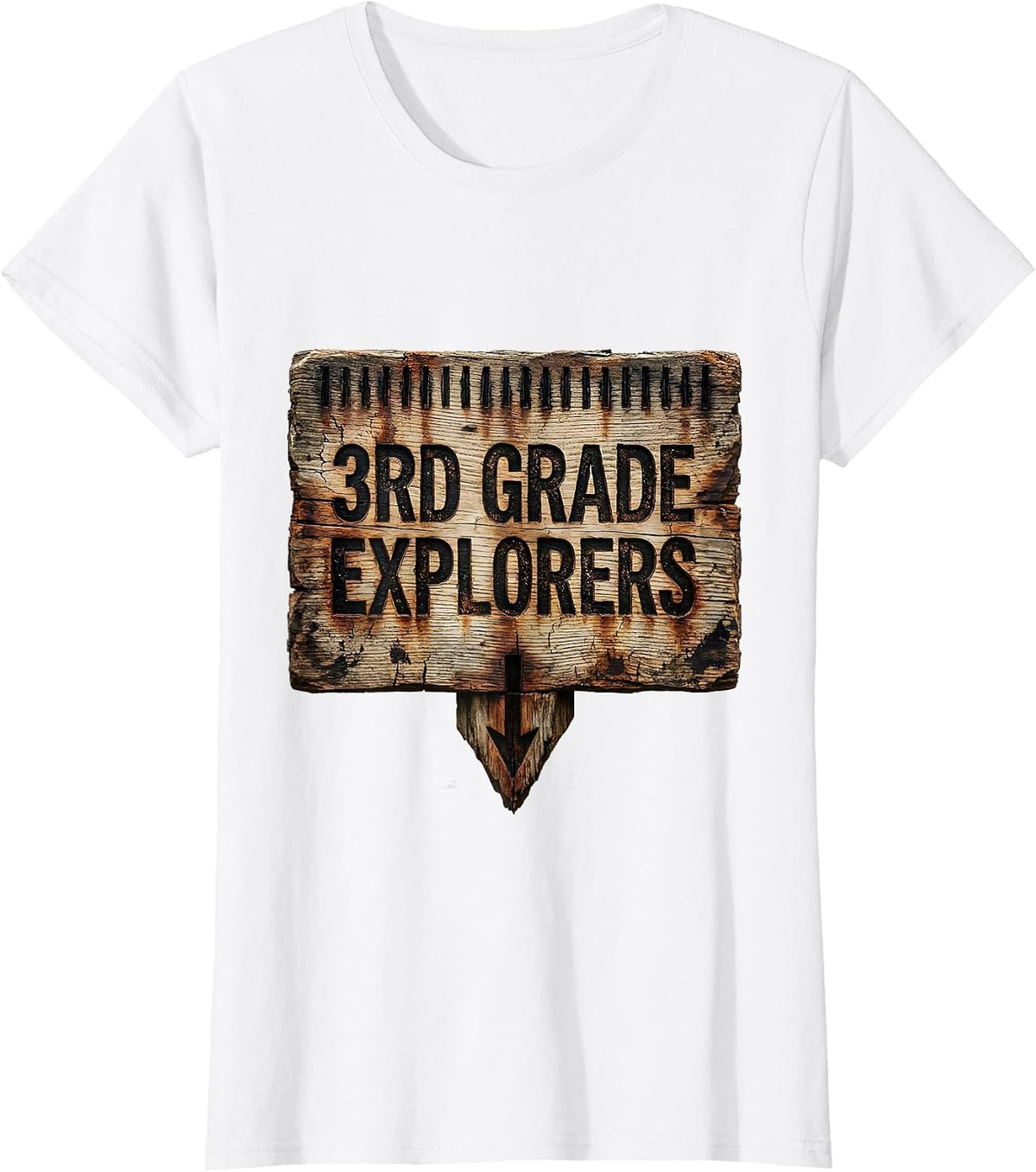 Women's 3rd Grade Explorers Distressed Back To School Teacher T-Shirt - White