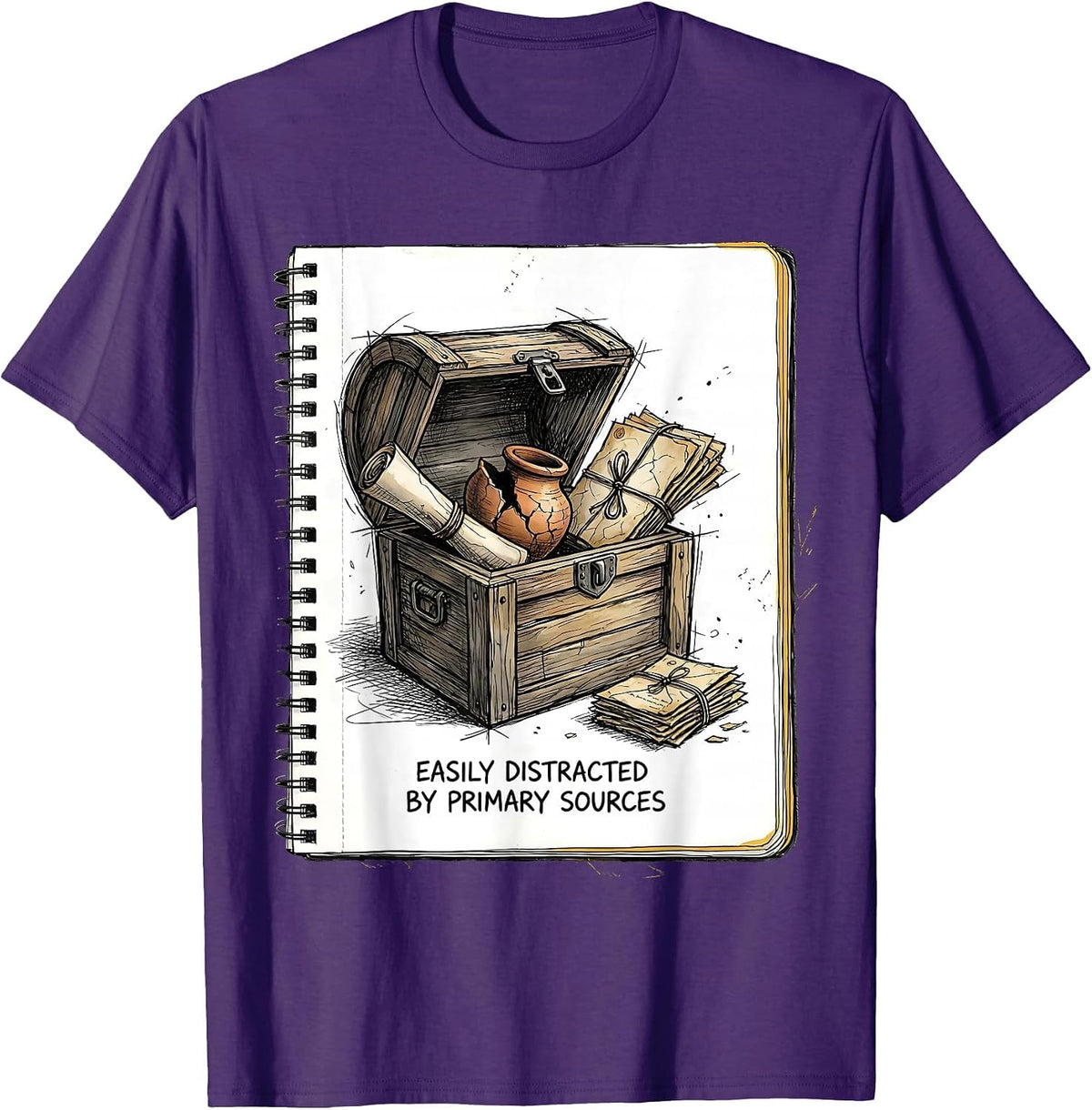 Easily Distracted By Primary Sources Funny History Teacher T-Shirt - Purple