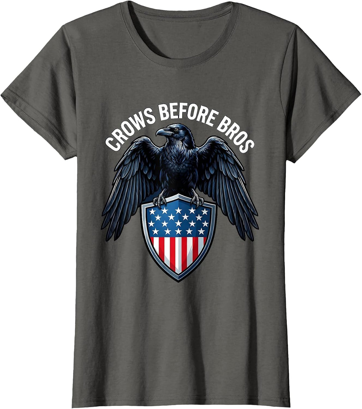Women's Crows Before Bros Funny Crow Loyalty Design T-Shirt - Asphalt Grey