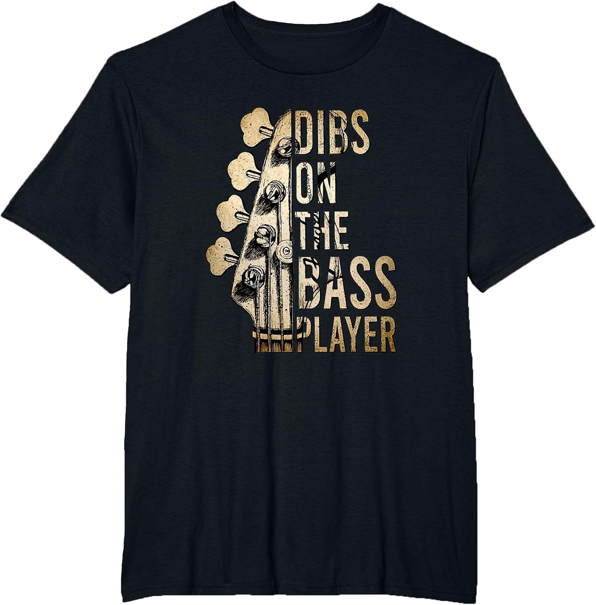 Dibs On The Bass Player Guitar Musician T-Shirt - Black