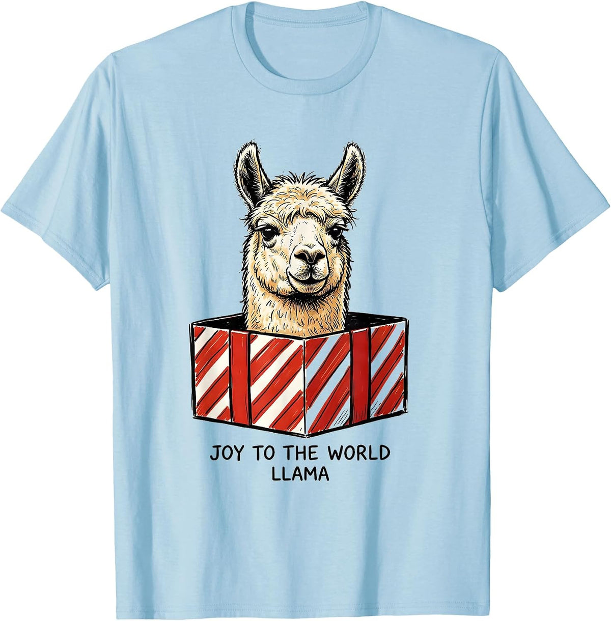 Men's Joy to the World, Llama Funny Christmas Llama Lover Gift T-Shirt - Baby Blue