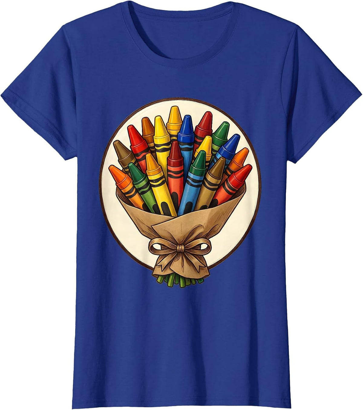 Women's Third Grade Teacher Crayon Bouquet Gift T-Shirt - Royal Blue