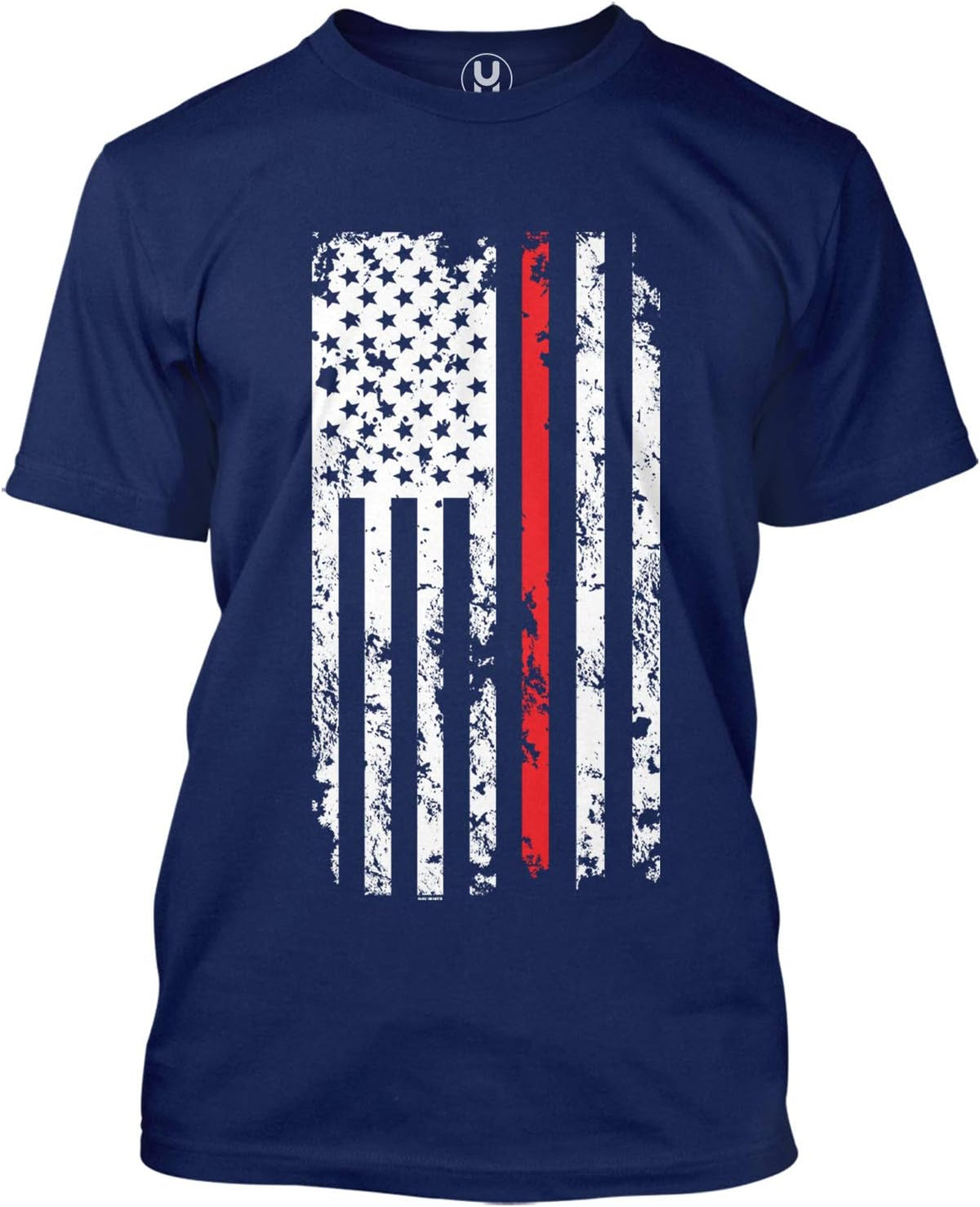 Red Line American Flag - Firefighter Support Men's T-Shirt - Navy