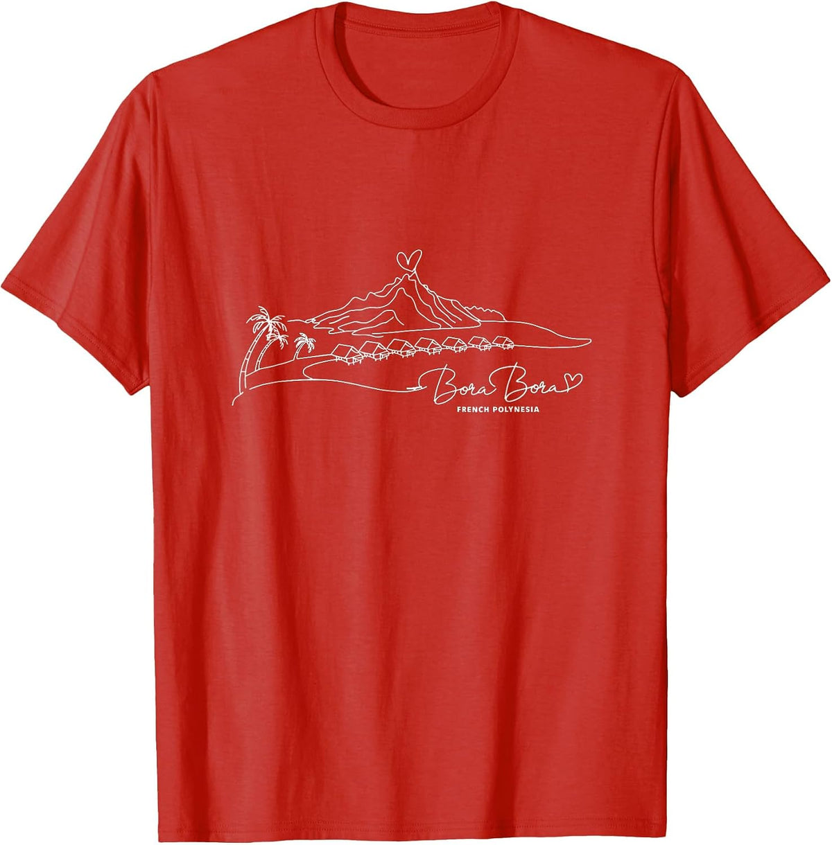 Bora Bora French Polynesia Signature Heart Art - Souvenir T-Shirt - Red