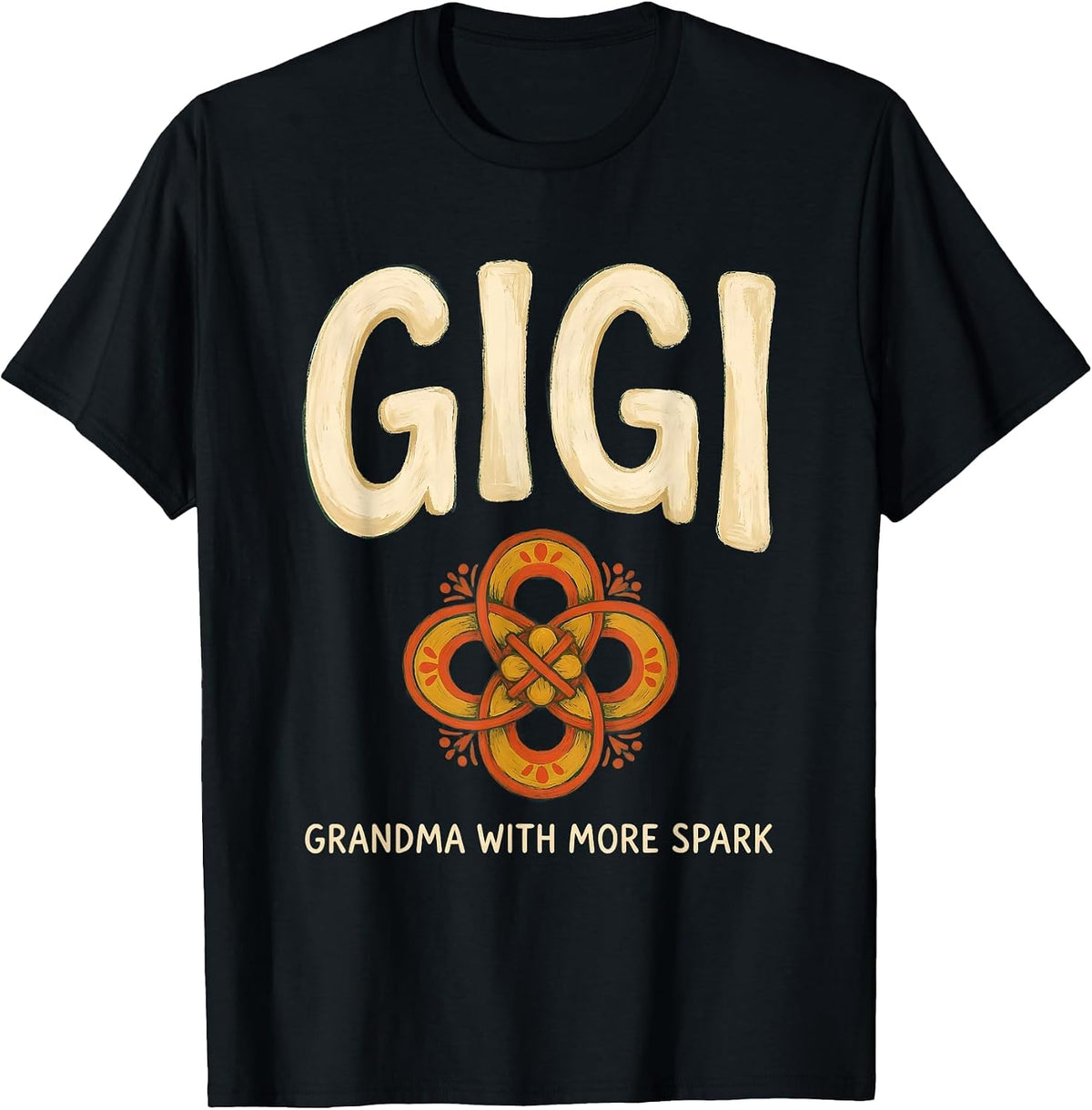 Men's Gigi Grandma With More Spark Folk Art Personal Name Gift T-Shirt - Black