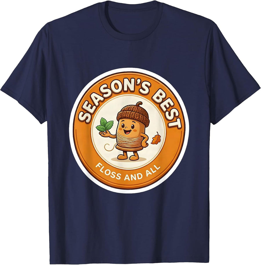 Season's Best Floss And All Funny Dental Hygienist Dental T-Shirt - Navy Blue