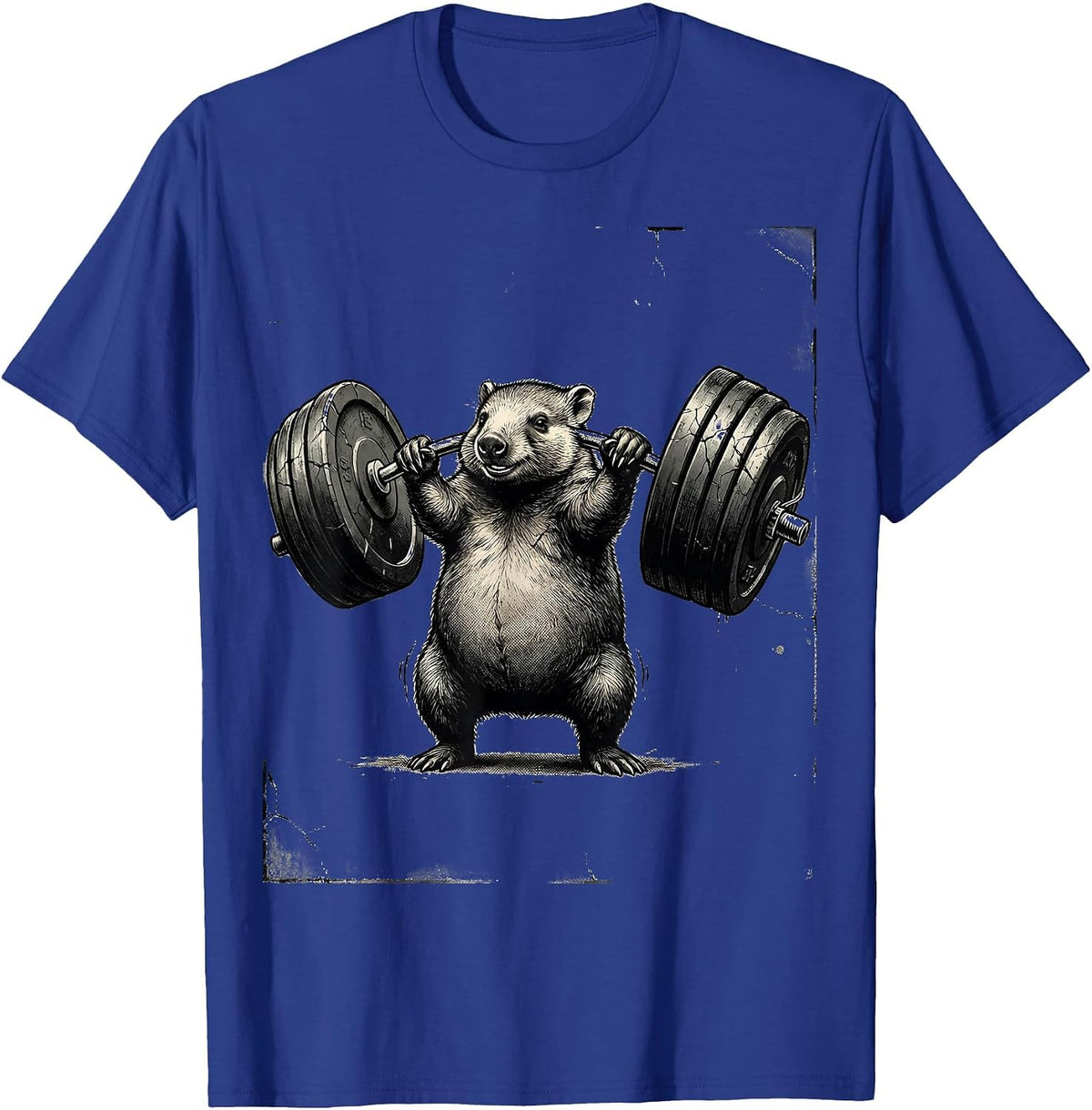 Wombat Weightlifting Funny Gym Animal Workout Humor T-Shirt - Royal Blue