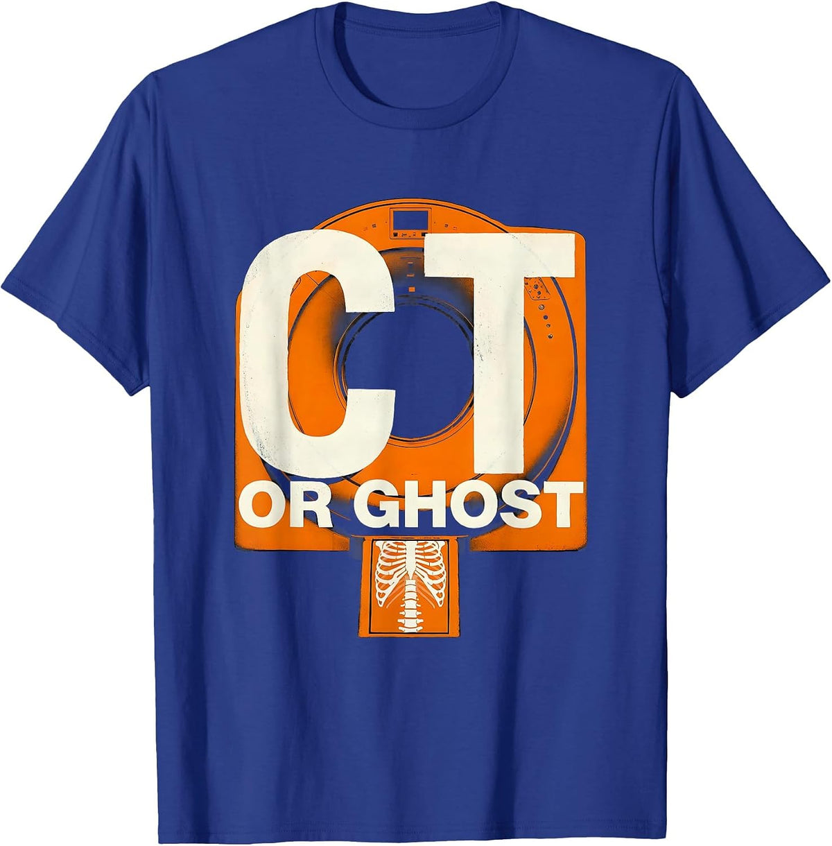 Men's Ghost Or CT Funny Radiology Tech Halloween Workplace Humor T-Shirt - Royal Blue