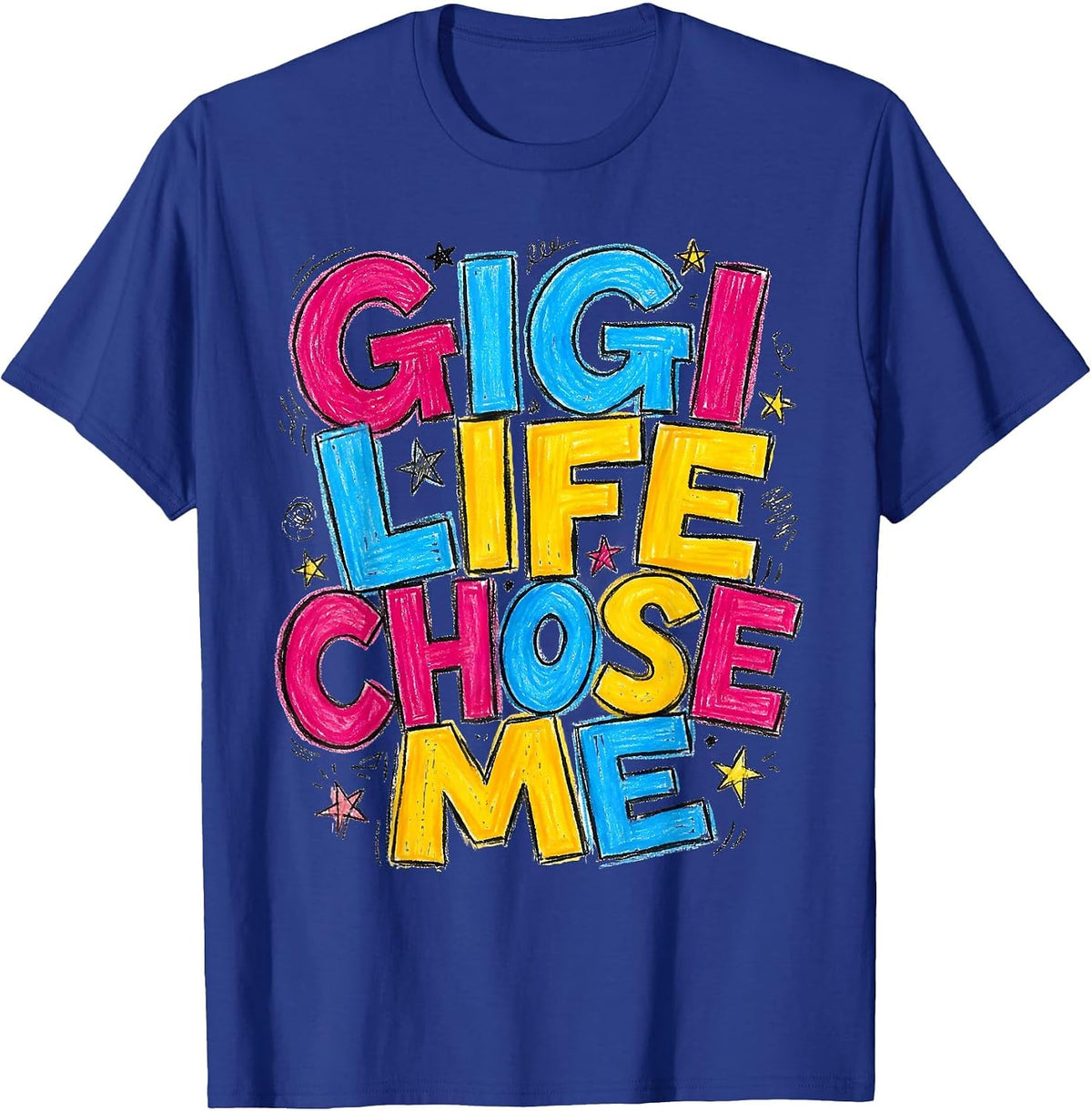 Gigi Life Chose Me Grandma Design T-Shirt - Royal Blue