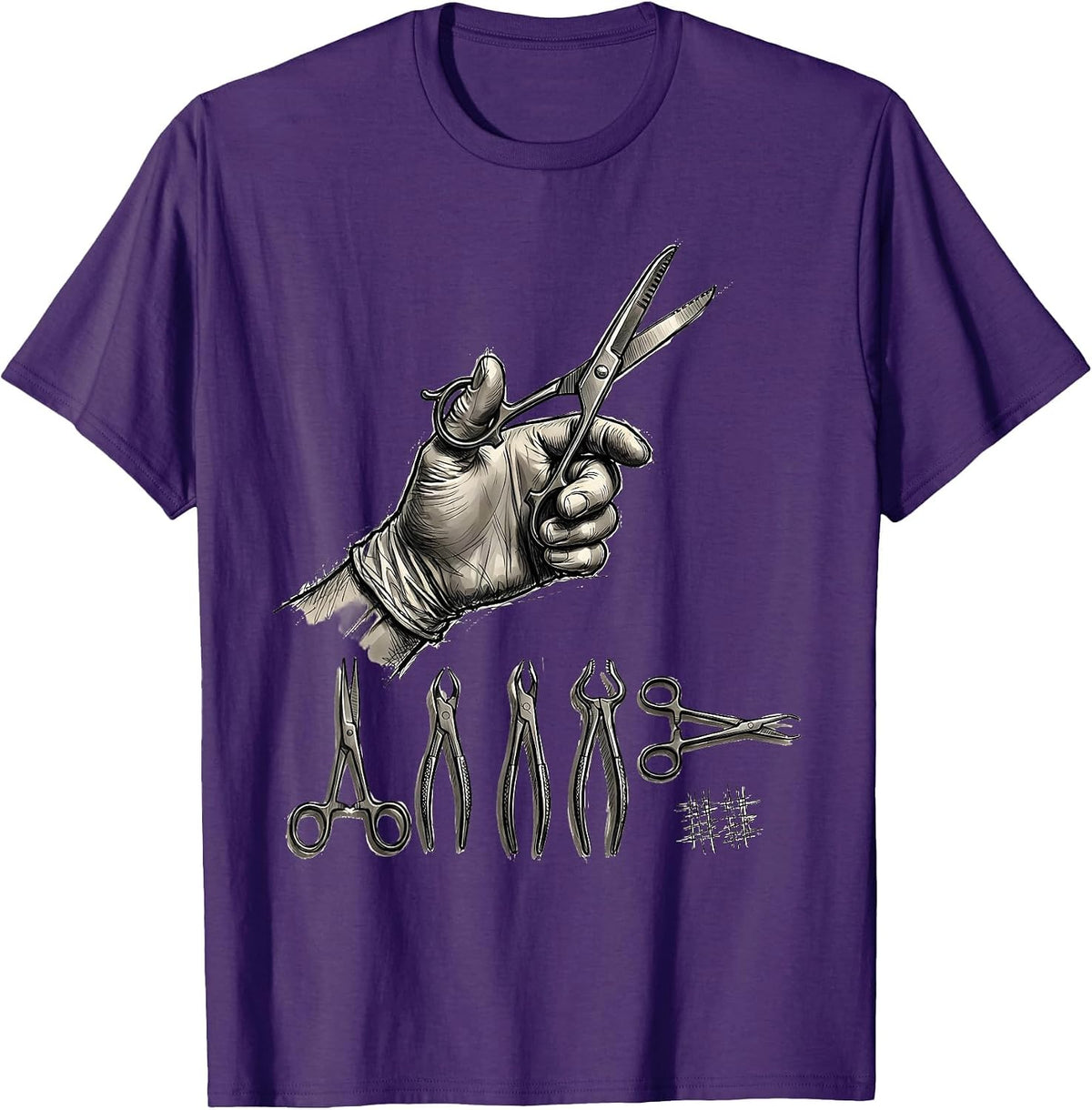 Surgical Tech Hand Sketch Occupational Pride Gift T-Shirt - Purple