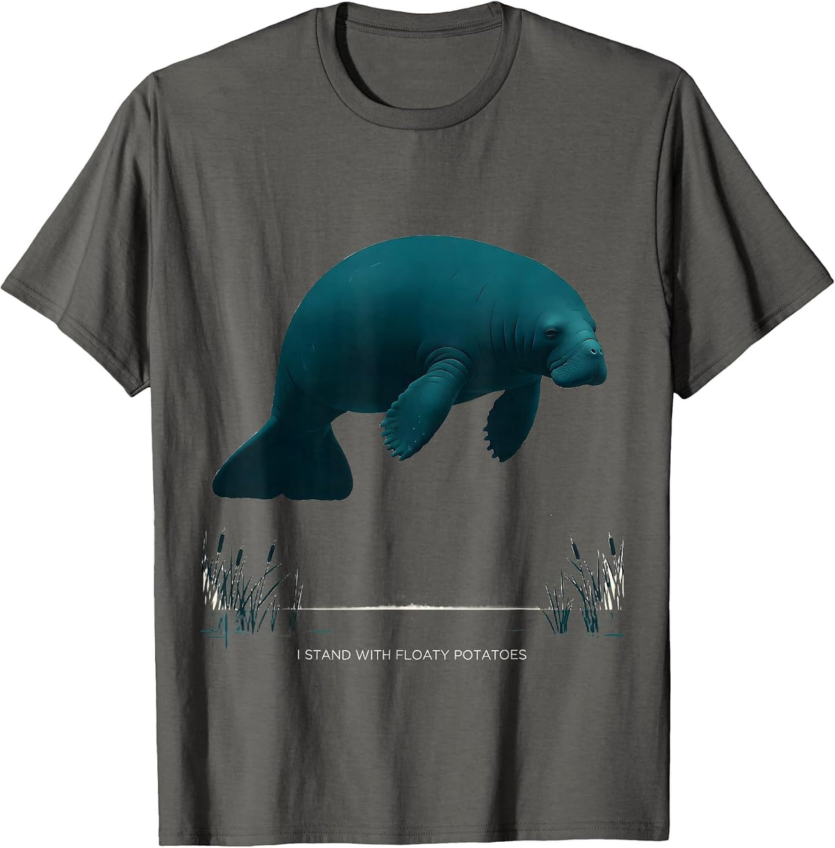 Men's I Stand With Floaty Potatoes Funny Manatee Lover Gift T-Shirt - Asphalt Grey