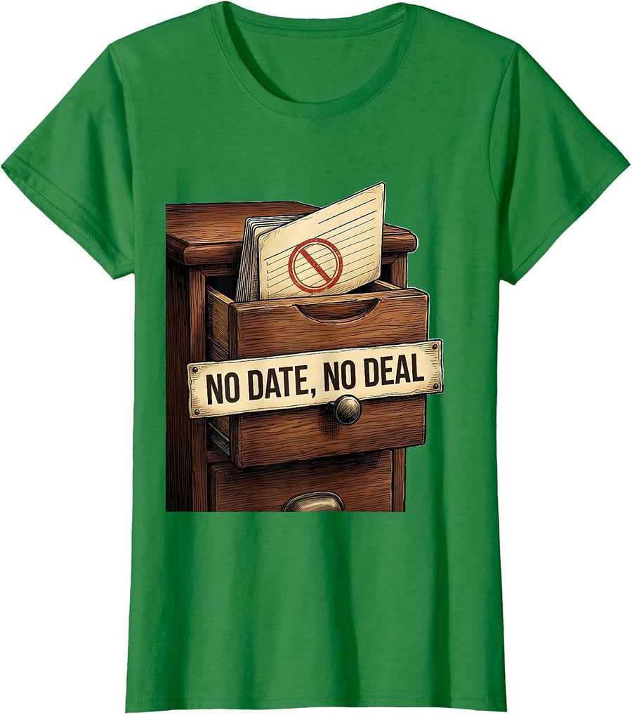 Women's No Date No Deal Funny History Teacher Humor Gift T-Shirt - Kelly Green