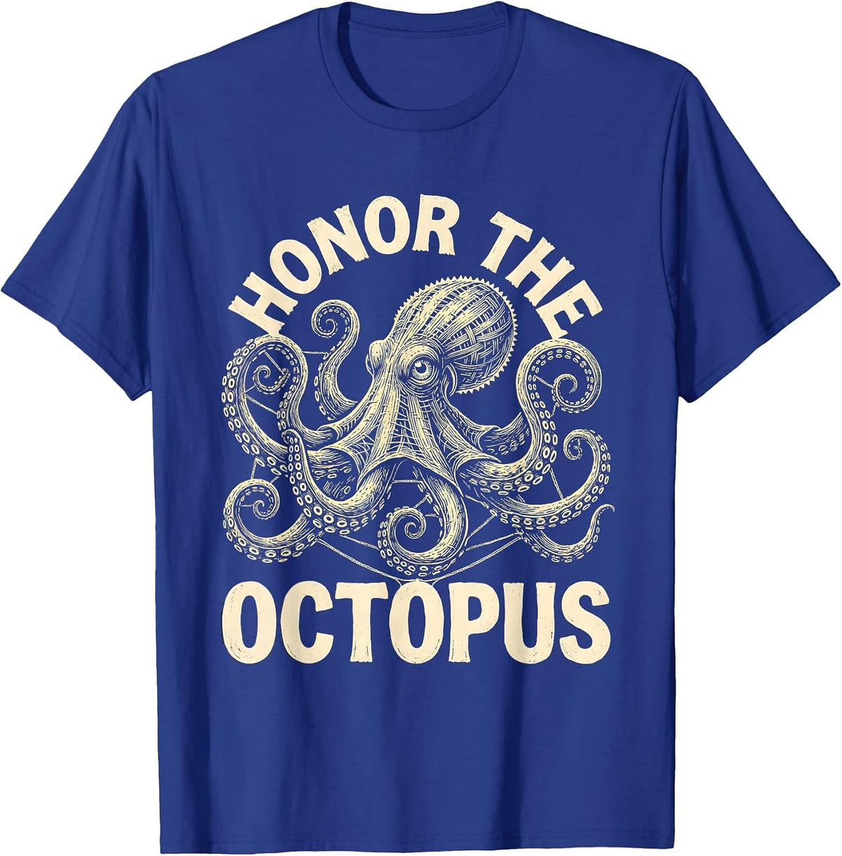 Men's Honor The Octopus Lace Cutwork Octopus Lover Nautical Art T-Shirt - Royal Blue